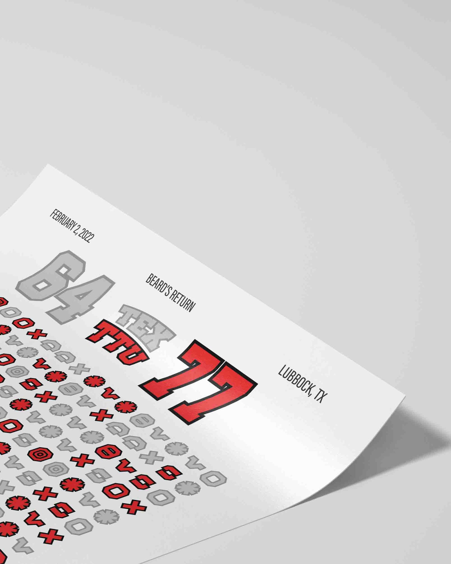 Red Raiders vs. Texas – Beard’s Return (2022) — close-up detail of play-by-play design